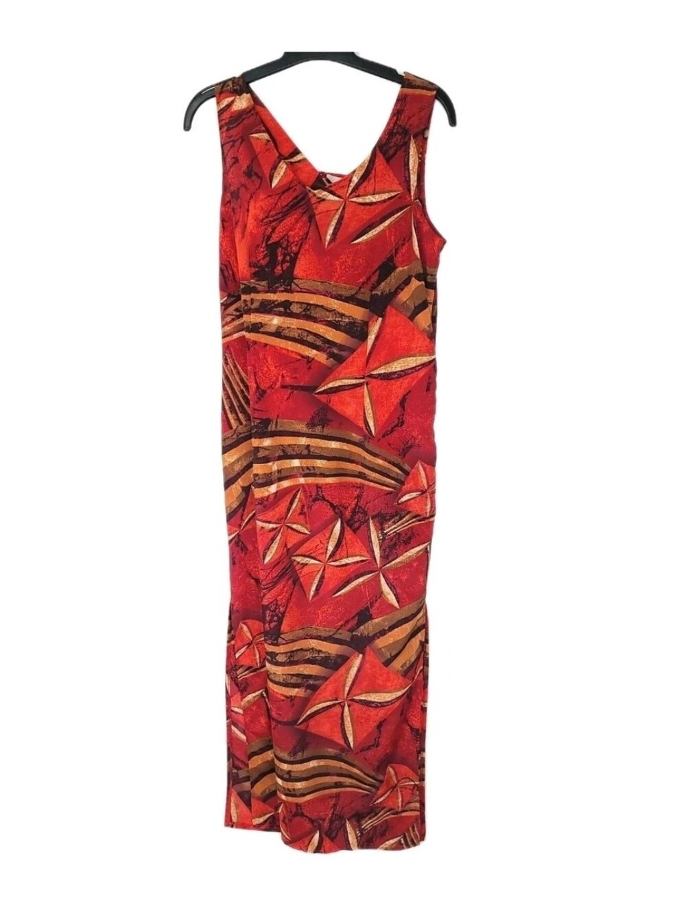 Tribal Dress Womens 8 Maxi Long Vintage Sleeveless Tie Zip Lightweight Y2K Crepe
